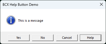 This is an image of an Yes No Cancel Help message box.